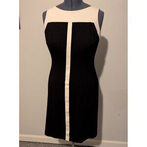 Lauren Ralph Lauren Black & Cream Colorblock Sheath Dress Size 10